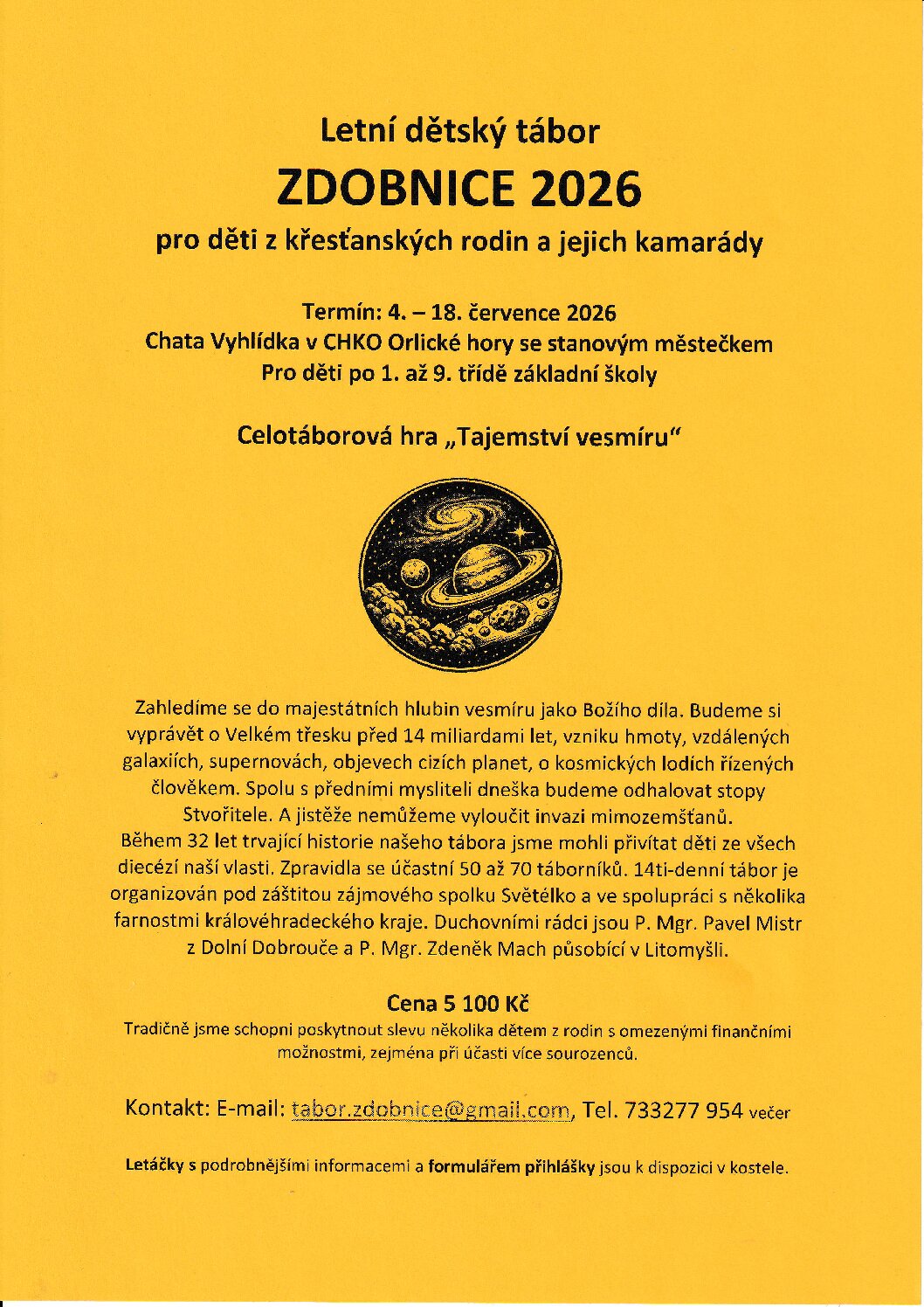 Letní dětský tábor ZDOBNICE 2026 4.7.-18.7.