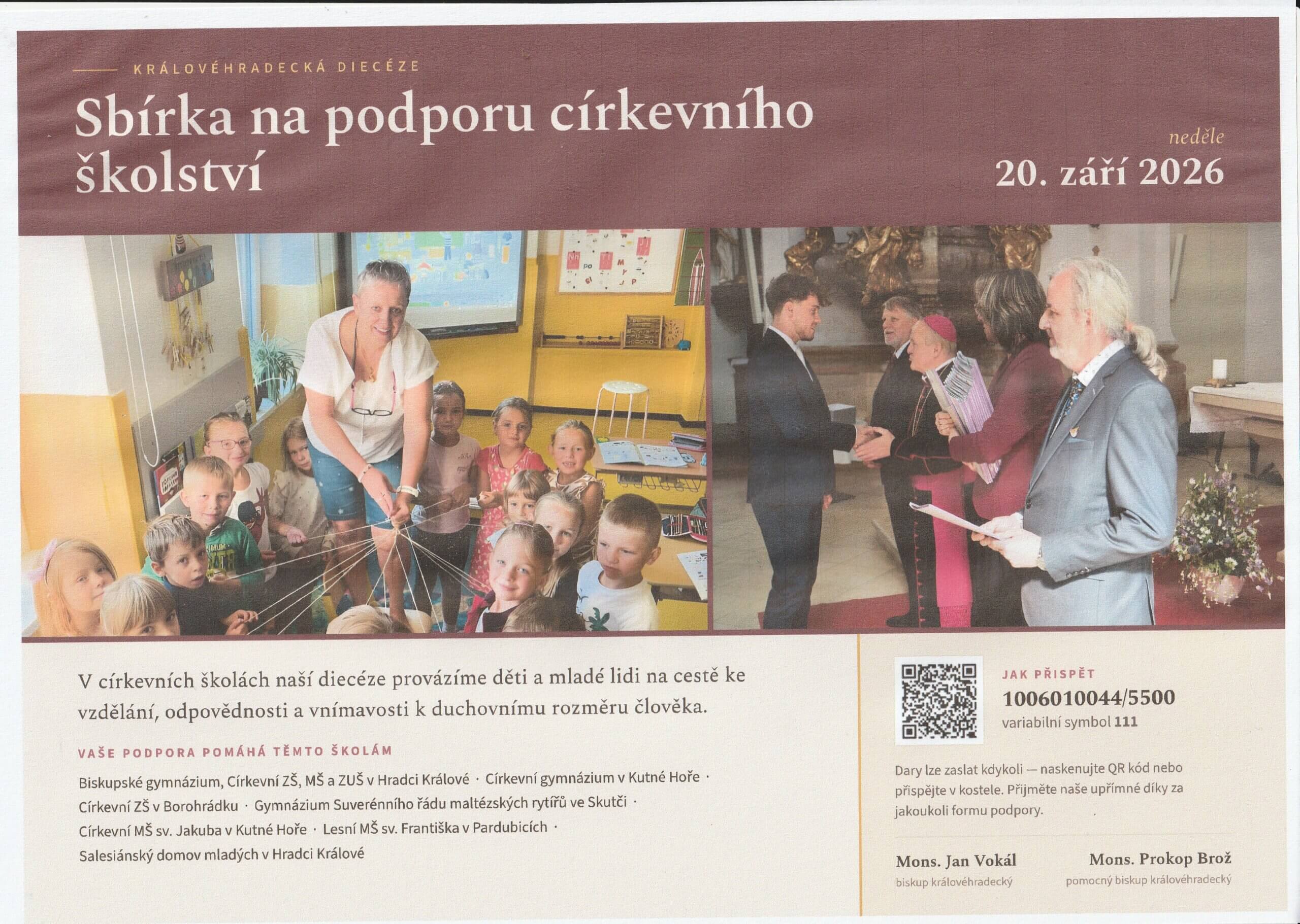 Sbírka na církevní školství v diecézi
